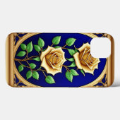 Elegant gebrandschilderd raam met gouden roos Case-Mate iPhone case (Achterkant (horizontaal))