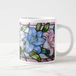 Elegant Gebrandschilderde Lelie Bloemendesign in Z Grote Koffiekop