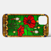 Elegant Gebrandschilderde Rode Bloemen Case-Mate iPhone Case (Achterkant (horizontaal))