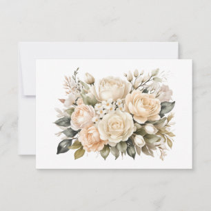 Elegant gebroken wit bloemboeket plat notitiekaartje