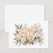 Elegant gebroken wit bloemboeket plat notitiekaartje (Voorkant / Achterkant)