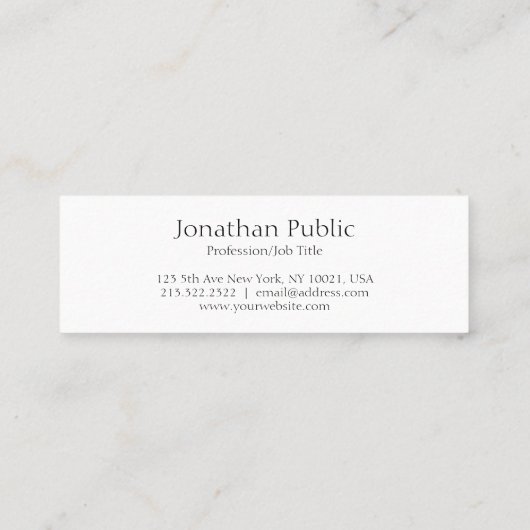 Elegant gecalligrafeerd Moderne Eenvoudige Sjabloo Mini Visitekaartje (Achterkant)