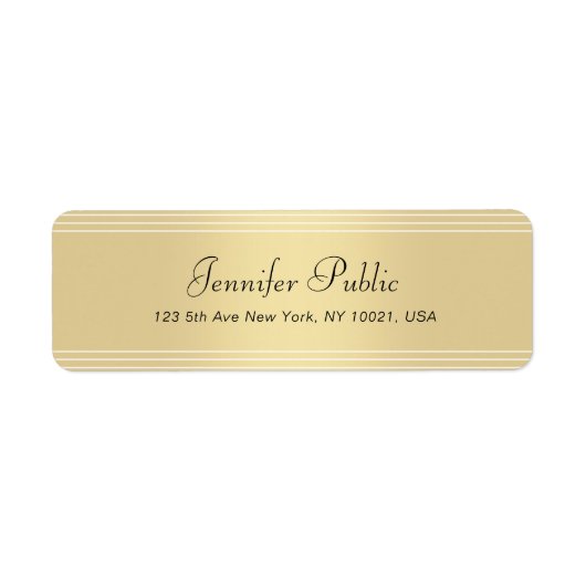 Elegant gecalligrafeerd Script Modern Faux Gold Sl Etiket (Voorkant)
