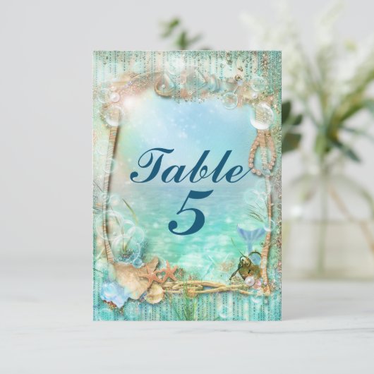 Elegant gechanteerd onder het Zee strand tabelnumm Kaart (Staand voorkant)