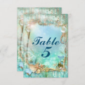 Elegant gechanteerd onder het Zee strand tabelnumm Kaart (Voorkant / Achterkant)