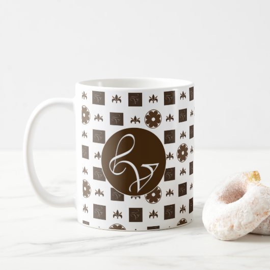 Elegant gecontroleerd patroon koffiemok (Met donut)