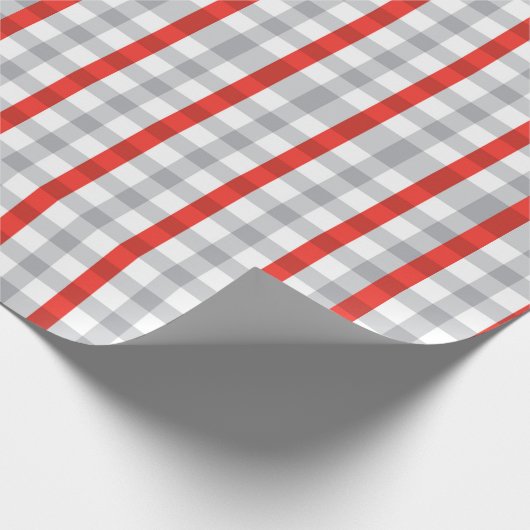 Elegant gecontroleerd patroon van grijze en rode l cadeaupapier (Hoek)