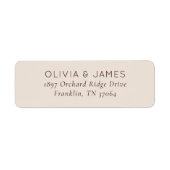 Elegant Gedempte Bruine Minimalist Etiket (Voorkant)