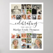 Elegant Gedenk 24 Foto Herdenking Leven Poster (Voorkant)