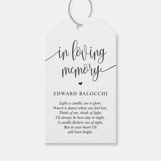 Elegant, Gedenkkaars, Begrafenisservice Label Cadeaulabel (Voorkant)