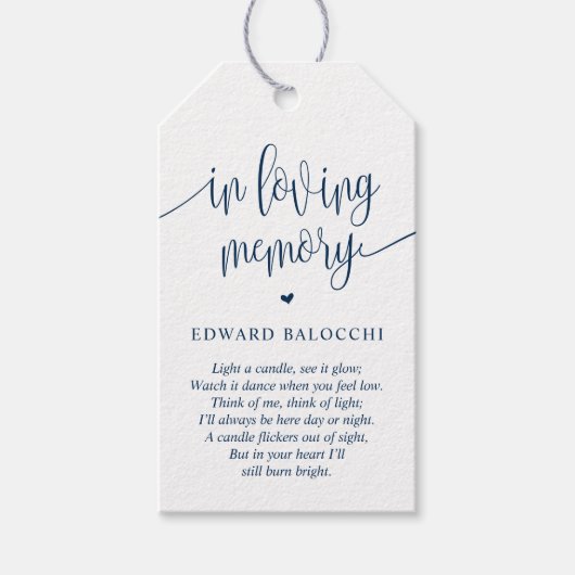 Elegant, Gedenkkaars, Begrafenisservice Label Cadeaulabel (Voorkant)