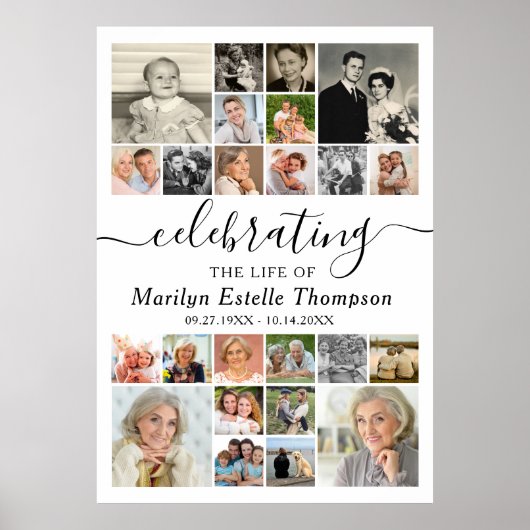 Elegant Gedenkteken 24 Foto Herdenking van het Lev Poster (Voorkant)