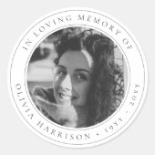 Elegant gedenkteken | Begrafenis zwart-wit Ronde Sticker (Voorkant)