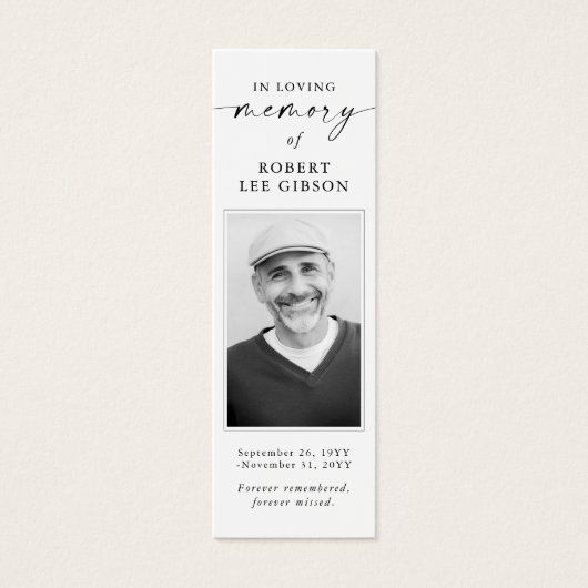 Elegant gedenkteken begrafenissympathie foto Bladw Mini Visitekaartjes (Voorkant)