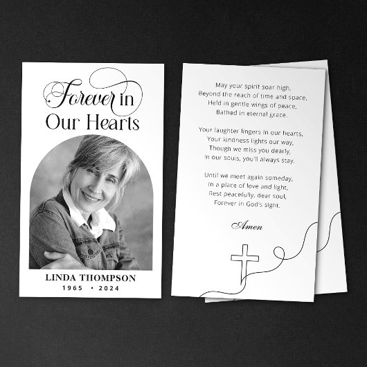 Elegant gedenkteken voor altijd in ons hart Gebed  Visitekaartje