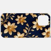 Elegant gedetailleerd donkerblauw & goud bloemenpa Case-Mate iPhone case (Achterkant (horizontaal))