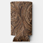 Elegant gedetailleerd gesneden hout seltzer blikjeskoeler (Achterkant)