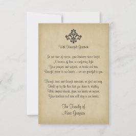 Elegant gedicht Sympathy Thank You Notes Bedankkaart