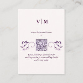 Elegant gedoemd Bloemen QR Code Bruiloft RSVP Informatiekaartje