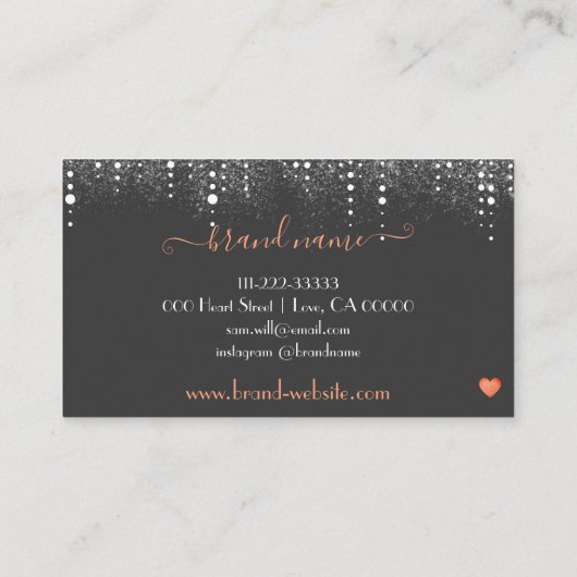 Elegant gedopte schijven met grafische zilverregen visitekaartje (Achterkant)