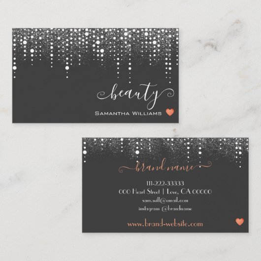 Elegant gedopte schijven met grafische zilverregen visitekaartje (Voorkant / Achterkant)