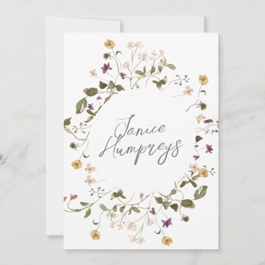 Elegant gedroogd onbewerkt Baby shower van Pampas  Kaart (Achterkant)