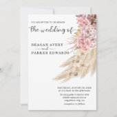 Elegant gedroogd pampas gras bloemenbruiloft kaart (Voorkant)