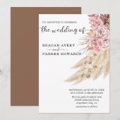 Elegant gedroogd pampas gras bloemenbruiloft kaart (Voorkant / Achterkant)