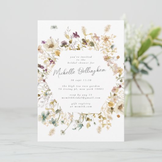 Elegant gedroogd Vrijgezellenfeest van wilde bloem Kaart (Staand voorkant)