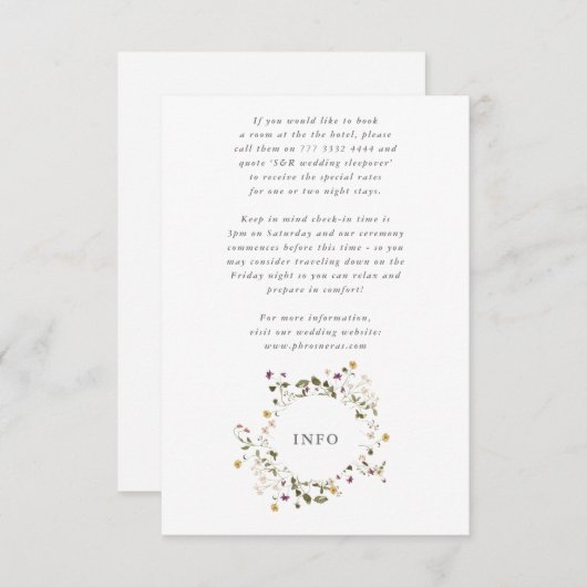 Elegant gedroogd wild bloem pampas Floral Wedding Informatiekaartje (Voorkant / Achterkant)