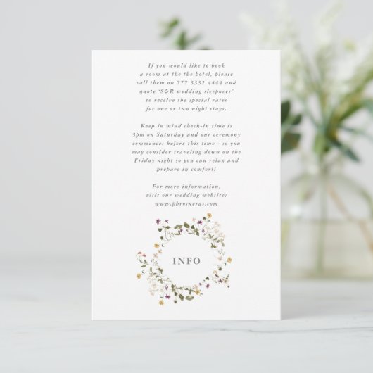 Elegant gedroogd wild bloem pampas Floral Wedding Informatiekaartje (Staand voorkant)