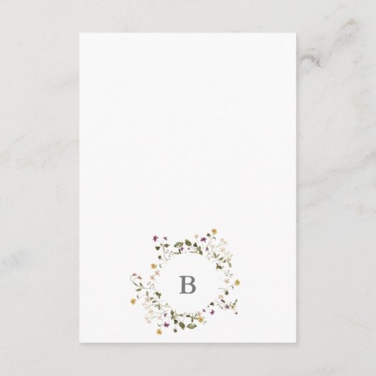 Elegant gedroogd wild bloem pampas Floral Wedding Informatiekaartje (Achterkant)