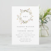 Elegant gedroogd wild bloem pampas Floral Wedding Kaart (Staand voorkant)