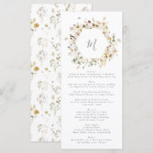 Elegant gedroogd wild bloem pampas Floral Wedding Menu (Voorkant / Achterkant)