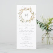 Elegant gedroogd wild bloem pampas Floral Wedding Menu (Staand voorkant)