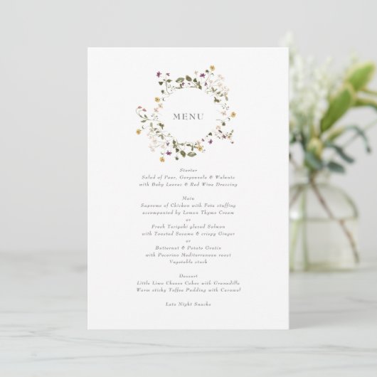 Elegant gedroogd wild bloem pampas Floral Wedding Menu (Staand voorkant)