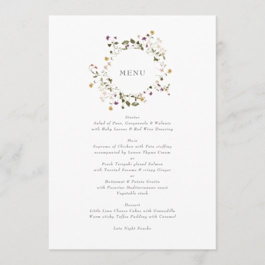 Elegant gedroogd wild bloem pampas Floral Wedding Menu (Voorkant)