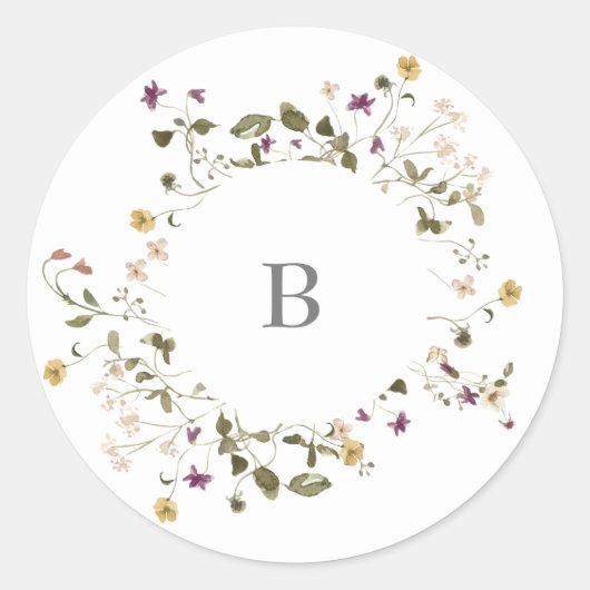 Elegant gedroogd wild bloem pampas Floral Wedding Ronde Sticker (Voorkant)