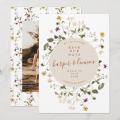 Elegant gedroogd wild bloem pampas Floral Wedding Save The Date (Voorkant / Achterkant)