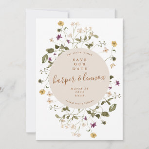 Elegant gedroogd wild bloem pampas Floral Wedding Save The Date
