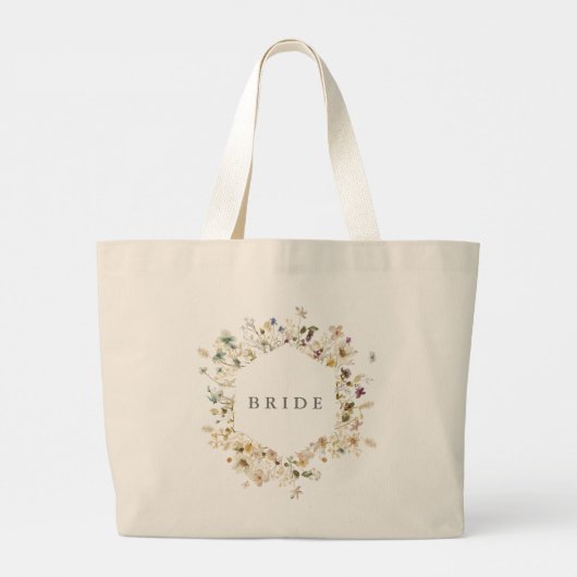 Elegant gedroogd wild Pampas Bride Wedding Grote Tote Bag (Achterkant)