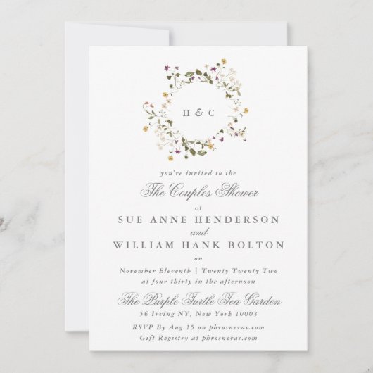 Elegant gedroogd wild Pampas Couples Shower Kaart (Voorkant)