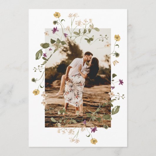 Elegant gedroogde wilde bloem Pampas Floral Foto t Save The Date (Achterkant)
