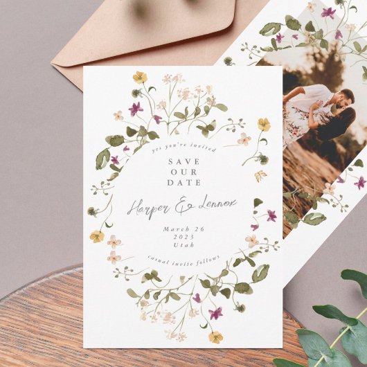 Elegant gedroogde wilde bloem Pampas Floral Foto t Save The Date