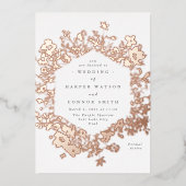 Elegant gedroogde wilde bloemen die echt Roos verb Folie Uitnodiging (Voorkant)