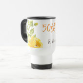 Elegant Geel 50e Bruiloft Jubileum Monogram Reisbeker (Voorkant links)