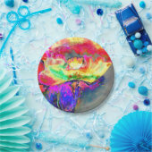 Elegant geel abstract bloemen waterverf schilderij papieren bordje (Feest)