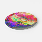 Elegant geel abstract bloemen waterverf schilderij papieren bordje (Gekanteld)