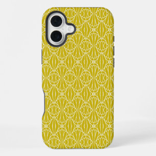 Elegant Geel Art Deco Patroon met Diamant Motief iPhone 16 Plus Hoesje