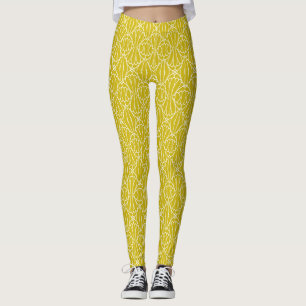 Elegant geel art deco patroon met diamant motief leggings